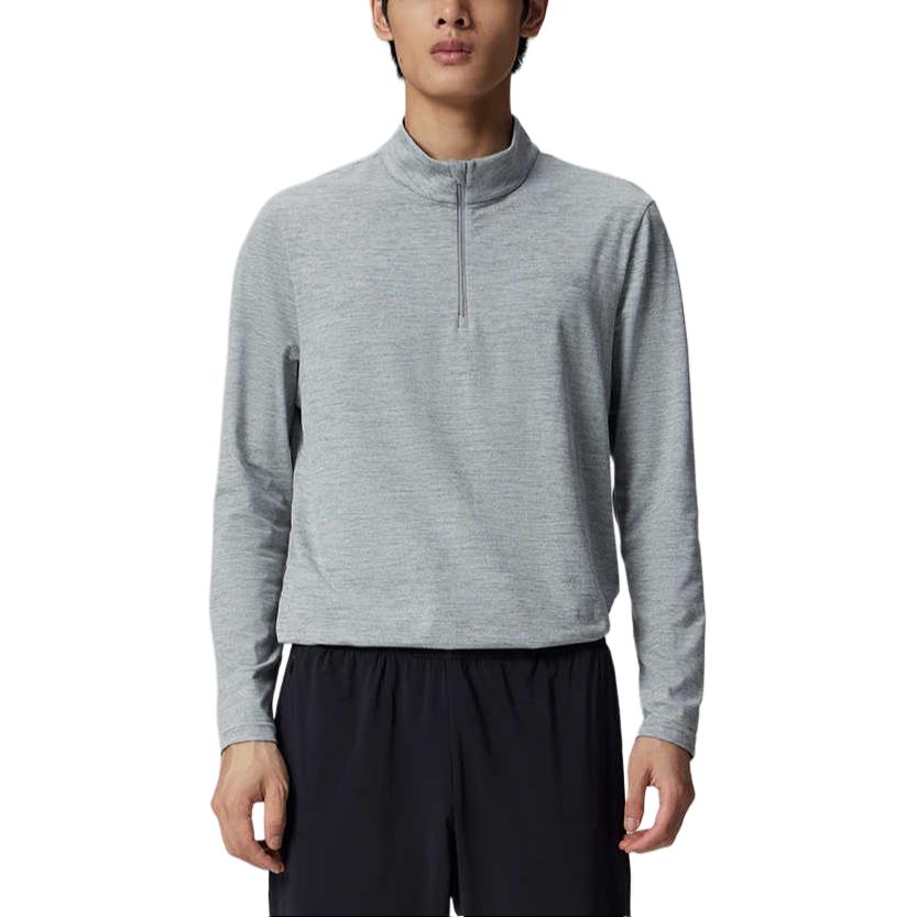 SAUCONY Stand Collar Fitted Comfortable Long Sleeve T-Shirt Men Tops Light-Flower-Gray SC2240129B-HS04