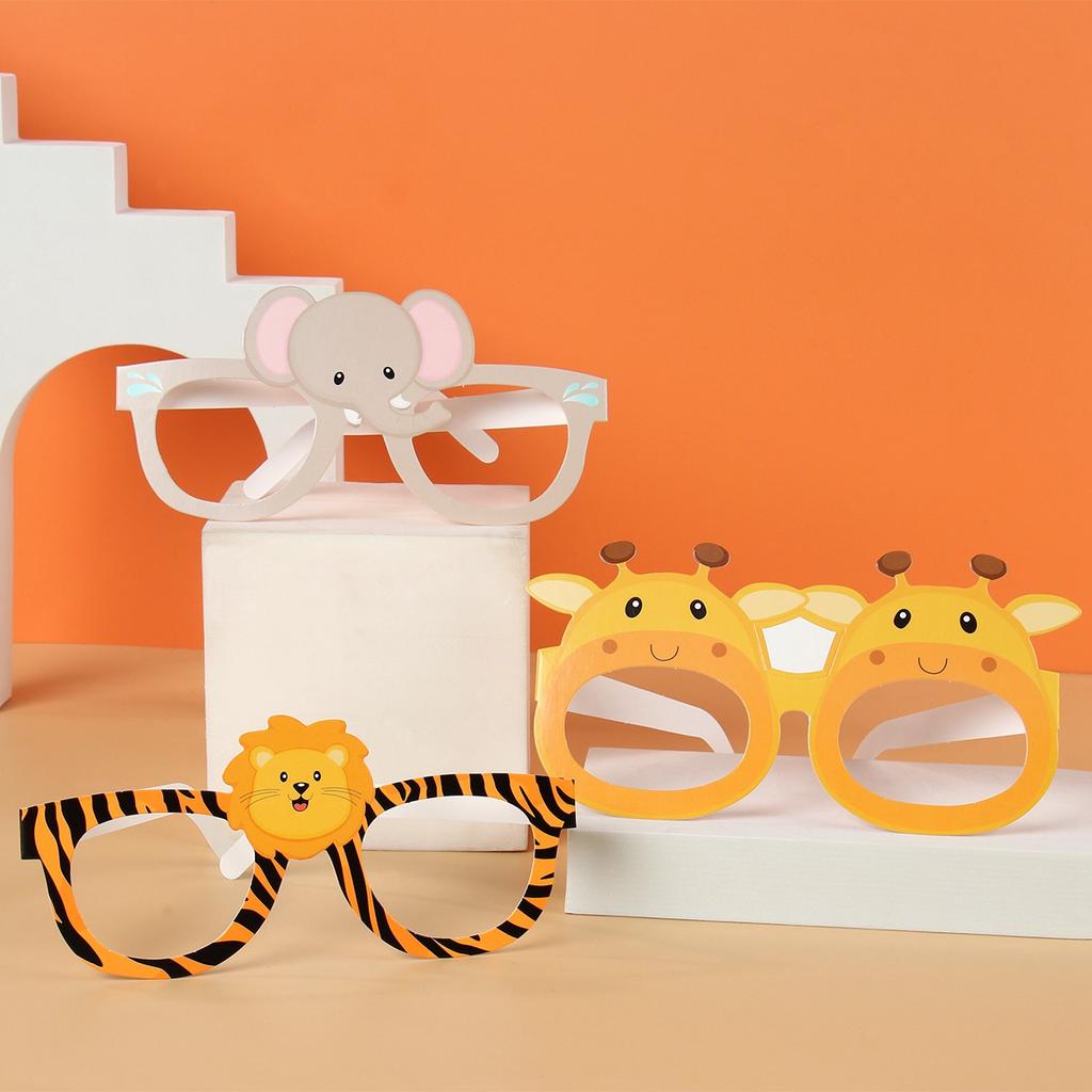 Jungle Paper Glasses Birthday Party Decorations Kids Dinosaur Funny Masks Safari Theme Animal Party Supplies Photo Baby Shower