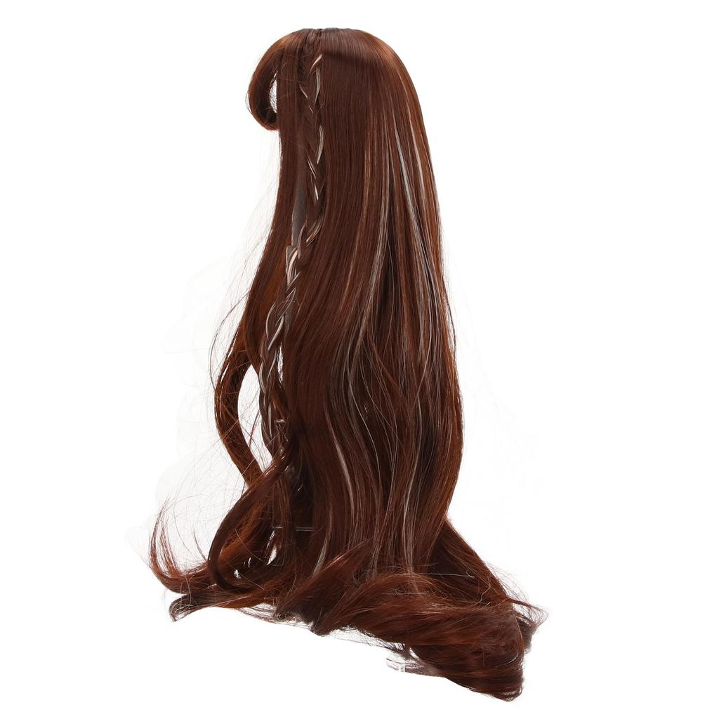 13 BJD Doll Wig Heat Resistant High Temperature Silk Dark Brown Long Curly Wig for 8‑9in 21‑24cm