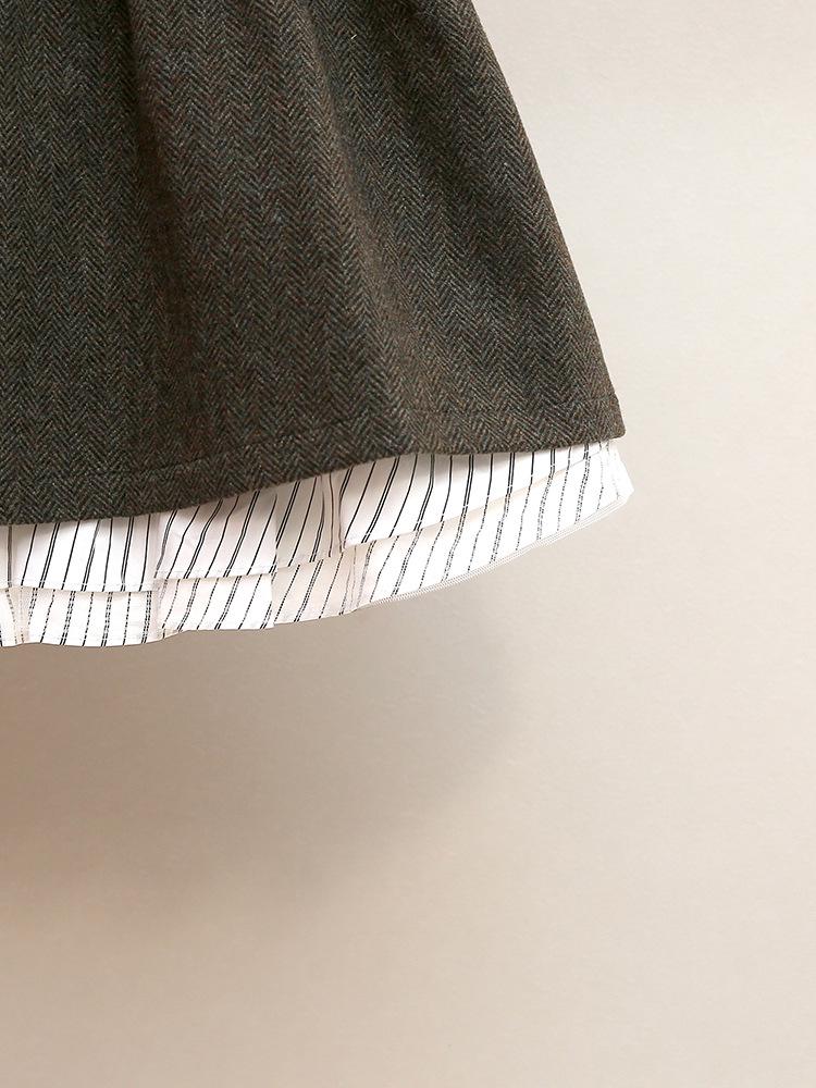 Autumn/Winter French Retro A-Line High-Waist Patchwork Skirt