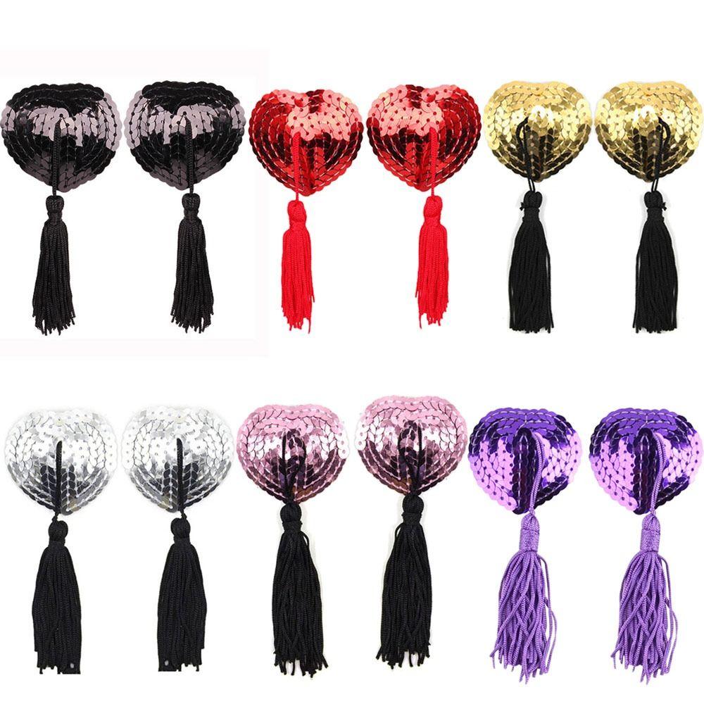 1 Pair Tassel Nipple Covers Breast Bra Womens Silicone Pasties New Heart Shape Bra