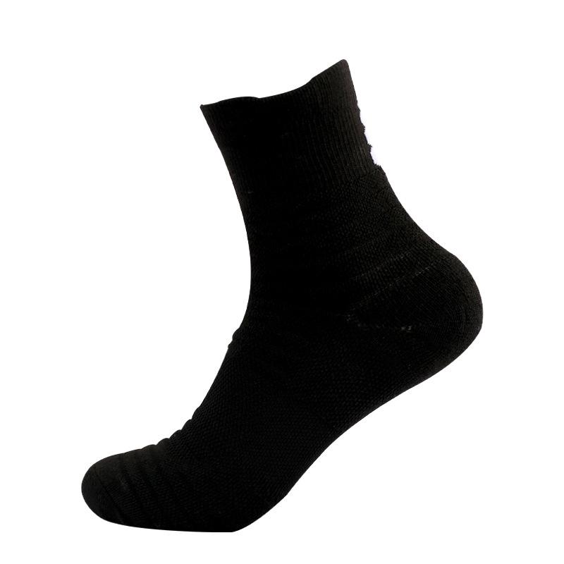

Мужские спортивные носки, носки для бега на открытом воздухе для бадминтона, нескользящие носки для баскетбола для марафона, носки средней длины One Size чёрный