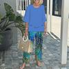 Floral Print Casual Round Neck Mid-Sleeve Top and Pants Set