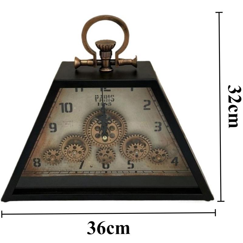 Antique Table Clock Retro Metal Silent Desktop Clocks Desk Clock with Rotating Gear Living Room Decoration and Accessories