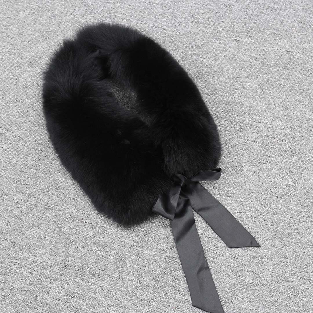 Women Winter Fur Scarf Collar Fashion Design Real Fox Fur Collar With Ribbon