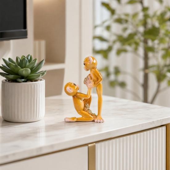 Carine Sculture di Scimmia Yoga in Resina, Decorazione Divertente Statuetta Animale per Scaffale di Casa Supporto TV Mobile Bar Ingresso, Ornamento Creativo da Scrivania Regalo per Yoga