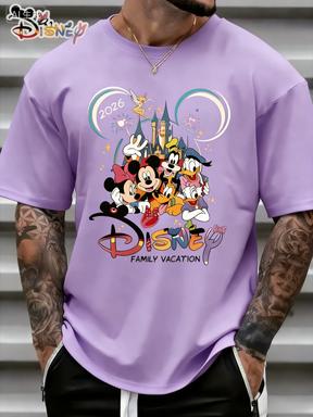 T-shirt con Stampa Cartone Animato Castello Disney Estate 2026 Harajuku Larga Casual Manica Corta Top Uomo Donna