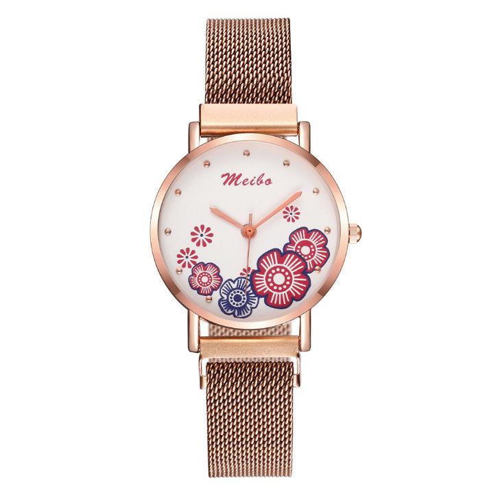 Meibo Ladies Watch, Printed Lazy Milanese Watch With Magnet красный