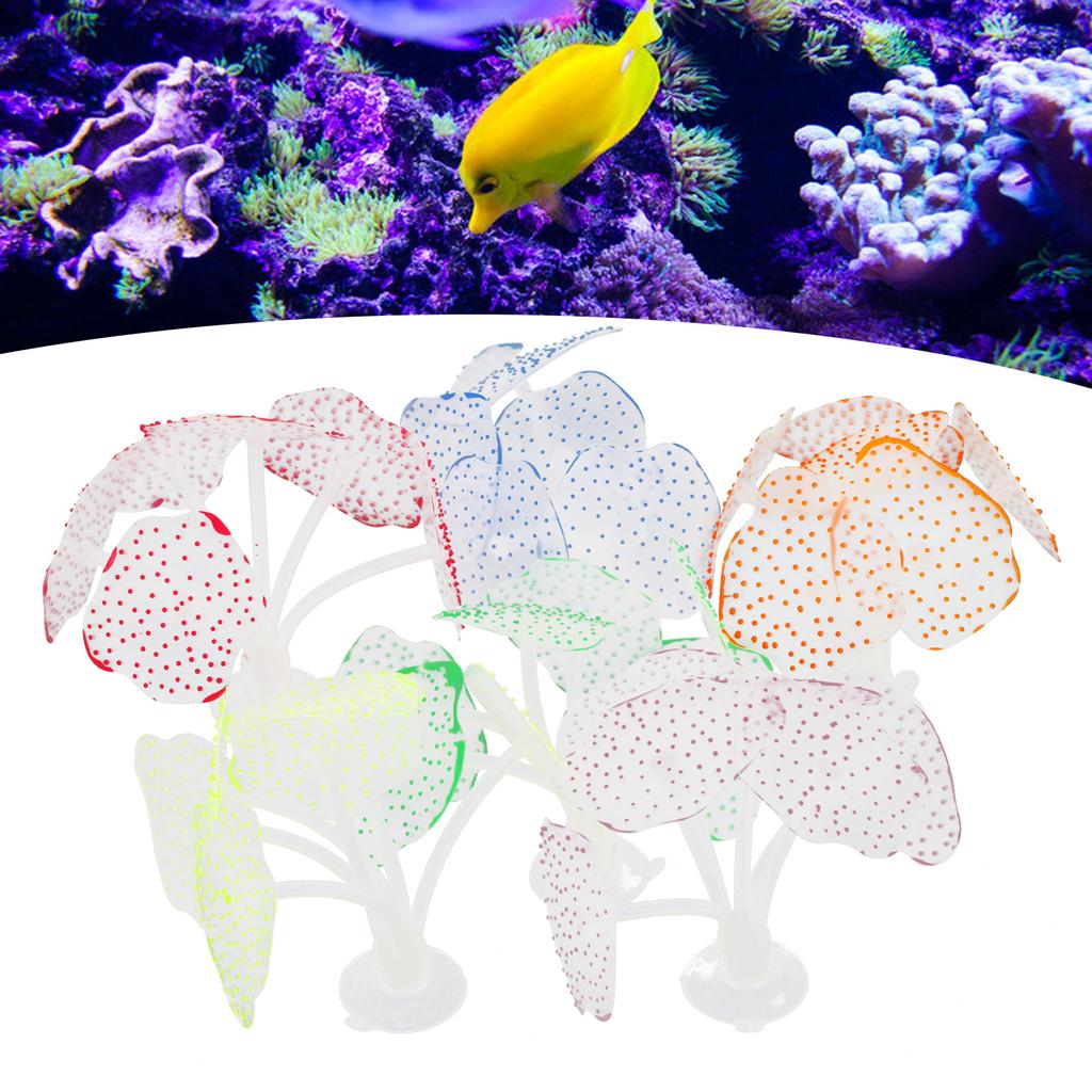6Pcs Artificial Coral Silicone Fluorescent Mushroom Coral Decoration Aquarium Fish Tank Ornament