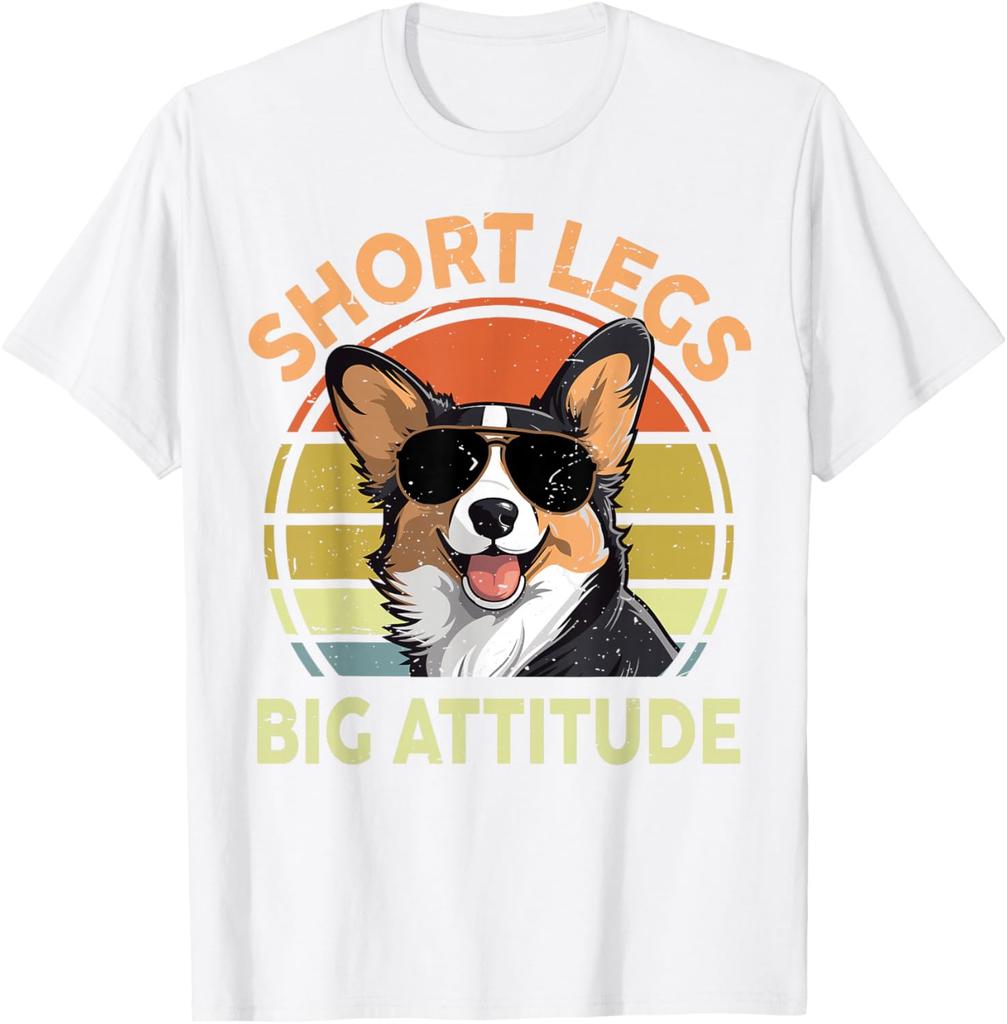 Short Legs Big Attitude Corgi Dog Graphic Tee Unisexs Breathable Casual TShirt