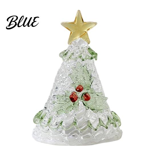 Glasornament für Bürotisch Handgefertigt Weihnachtsbaum Beleuchtete Figur Mini Leuchtend Weihnachten Einzigartige Feiertags-Sammlerstücke Nachtlicht Kunst Tischplatte