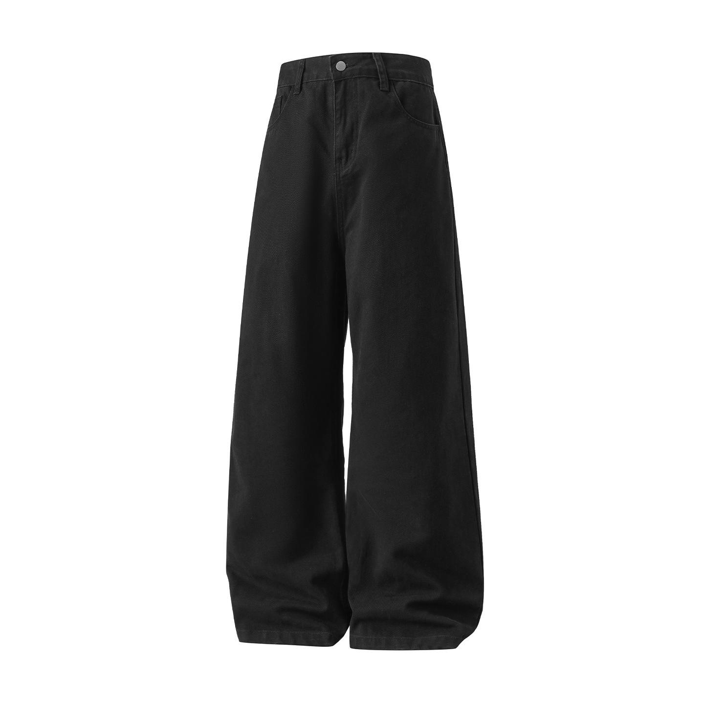 

2026 New Men s Slightly Wide Straight-Leg Casual Pants, Loose Fit, Semi-Elastic, Solid Color Trousers M чёрный