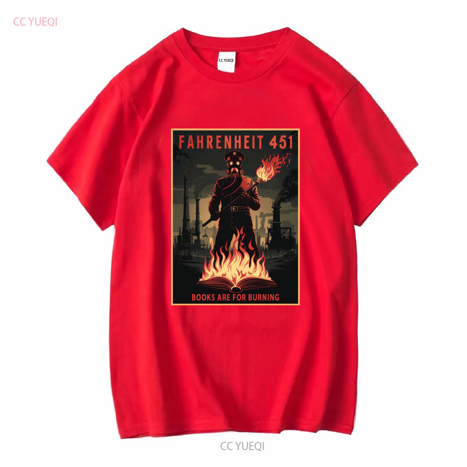 Fahrenheit 451 Books Are For Burning T Shirt Dystopian Future Sci Fi Fans Soft Cotton long or short sleeves vintage Washed S