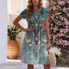 Women's Summer Fashion Casual Round Neck Short Sleeve Vintage Print Dress