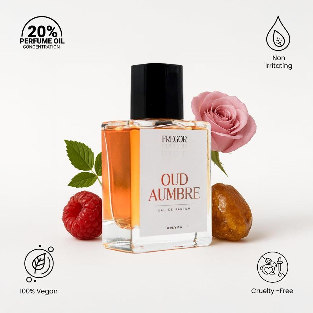 Oud Aumbre Eau De Parfum for Men 50ml | Perfume for Men Long Lasting Smell | Luxury Rose, Raspberry & Geranium Notes Fragrance |