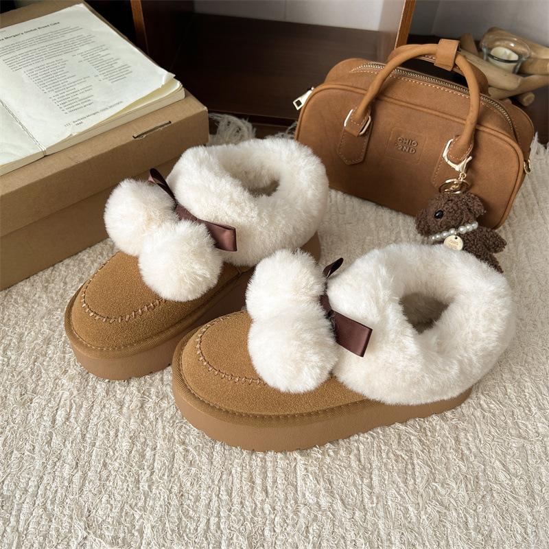 Snow Boots Women's 2025 Winter Thick-soled Cute Fluffy Women's Boots Piled Warm Short Boots Cotton Shoes New Soft-soled Short Boots