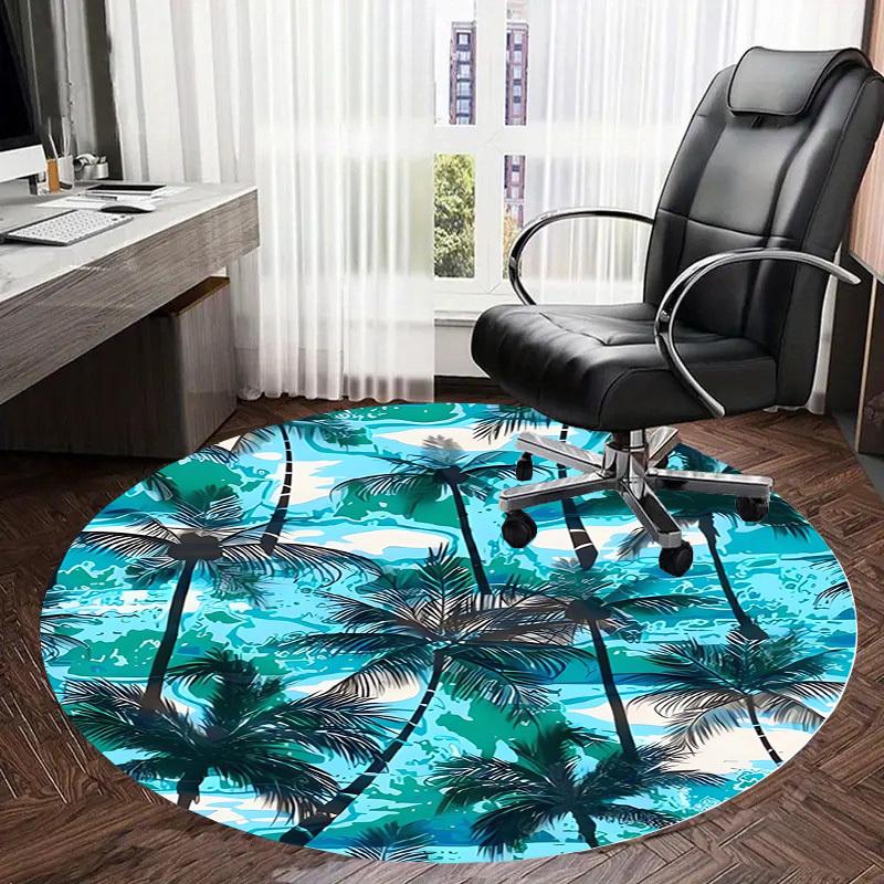 1pc Office Carpet Chair Mats Tropical Palm Trees Beach Scene Perfect for Decorating Office Chairs, Living Rooms, Or Bedrooms