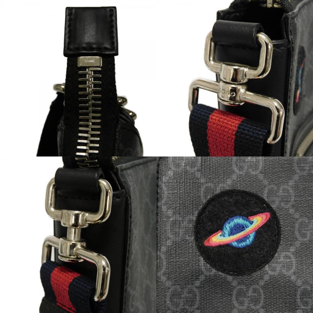 Used GG Supreme Messenger Bag 9539 474137 9F23N 8850 7921 Logo Applique Web Embroidery Black Men's from Japan AUTHENTIC