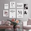 Floral Print Posters Couples Romantic Wall Art Prictures Love Quotes Canvas Painting Nordic Pink Pictures For Room Decoration