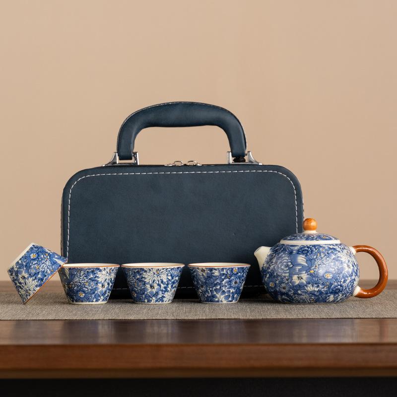 One pot of four cups Ru kiln ceramic kung fu tea set 2025 new home living room guest Chinese teapot teacup