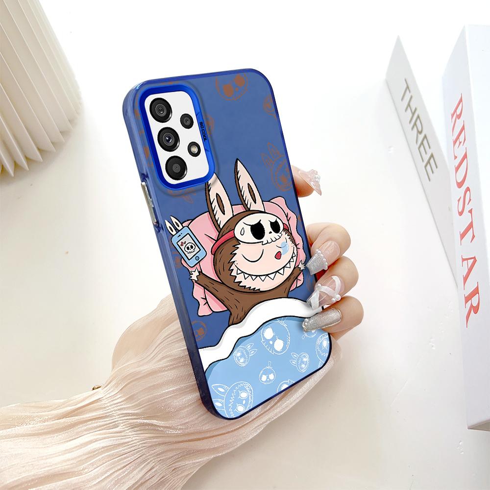 

Окрашенный узор, цветной серебристый, двухсторонний, жесткий, противоударный чехол для телефона Samsung Samsung A15 синий