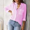 Pocket Button Up Shirts Loose Casual Long Sleeved Women’s Blouses & Shirts