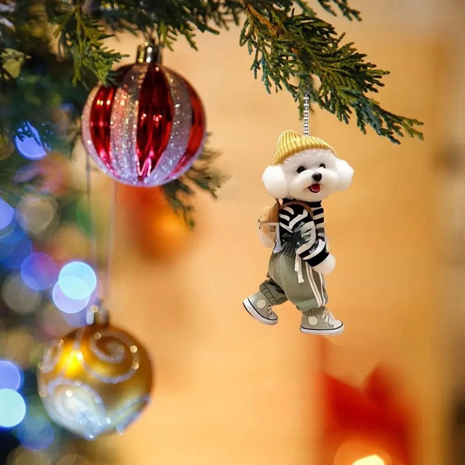 

2D Puppy Pendant Decoration, Puppy Backpack Double Sided Acrylic Pendant, Car Rearview Mirror Decoration Pendant One Size