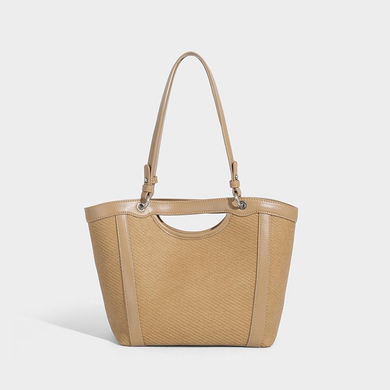 Стиль ленивый Плетеная большая вместительная сумка-тоут для женщин 2025 Новый модный трендовый плетеный сумка на плечо сумка под мышку хаки