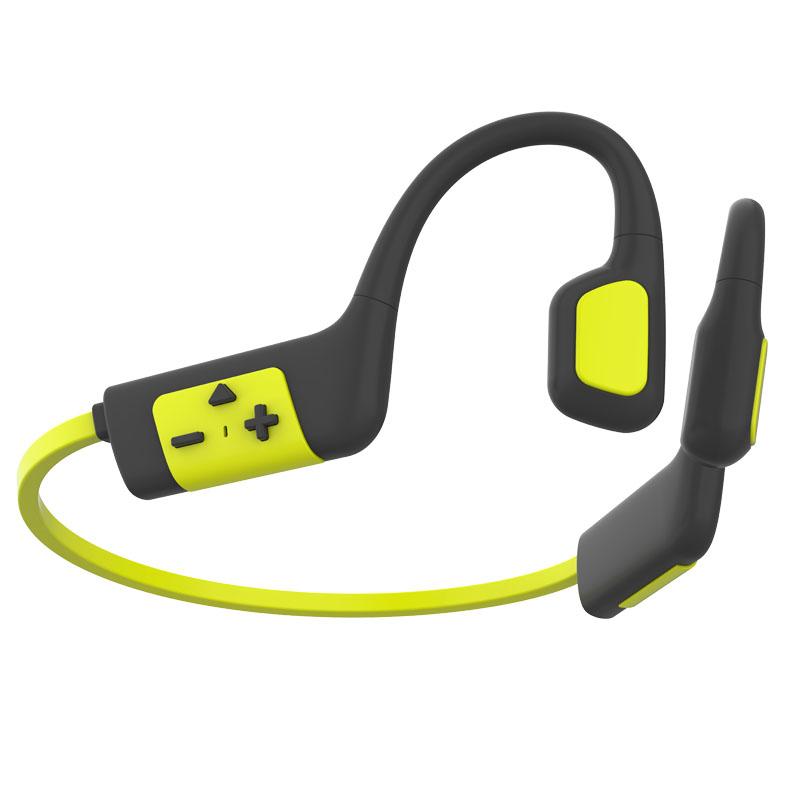 

Swimming Bone Conduction Headphones IPX8 Waterproof Bluetooth 5.3 Bone Conduction Earphone with Microphone 32GB Music Player зелений