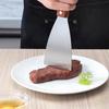 Three-Sided Beveled Stainless Steel Spatula with Wooden Handle - Ideal for Teppanyaki, Pancakes, and Cakes