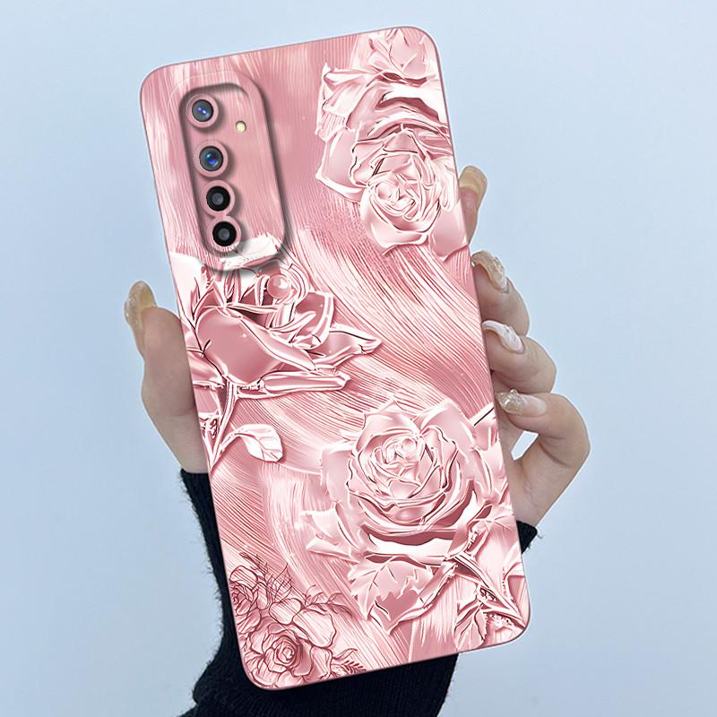 For Realme 6 Phone Case Realme 6s Cover Fashion Simplicity Oil Painting Flower Soft Liquid Silicone Shell For Realme 6 Pro Funda
