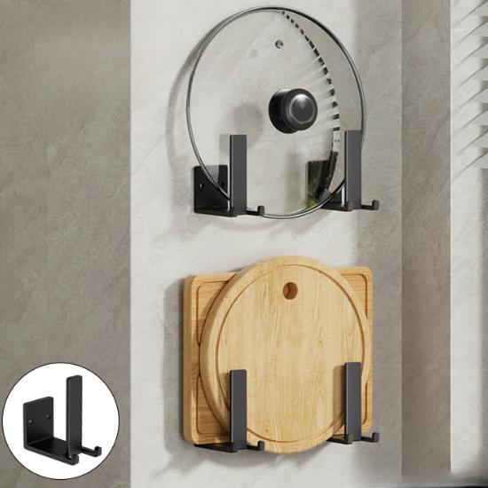 1/2/3/4pair Space-saving Wall-mounted Pot Lid and Kitchenware Storage Rack With Hook