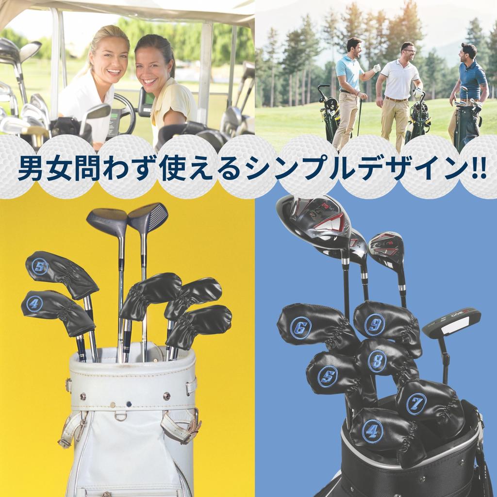 Golf Iron Cover Head Cover 9 Piece Set Golf Club Protection PU Leather High Quality Embroidery MSW2357 Black