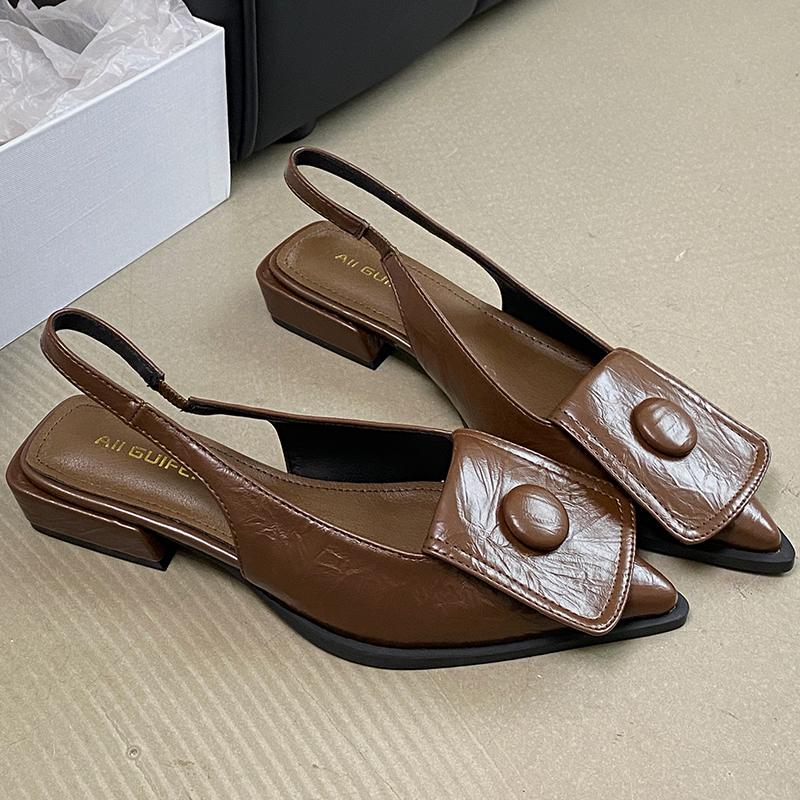 Fashion Fashion Shallow Women Low Heel Sandals Shoes 2025 Female Slip On Footwear Slingbacks Pointed Toe Ladies 3cm Heel Sandals Shoes