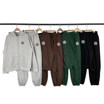 Ensemble Hoodie à Fermeture Éclair et Pantalon de Jogging en Velours Mousse Lettres BROKEN PLANET pour Hommes et Femmes - Collection Automne/Hiver
