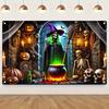 1 Piece 2D Flat Halloween Witch Banner - Festival Decoration A Charming Witch In a Ghostly Appearancezyc