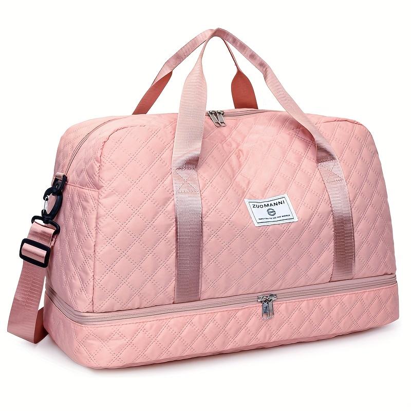 Large Capacity Multifunctial Travel Bag, Spacious Diamd Pattern Sports and Fitness Bag, Portable Weekender Overnight Bag
