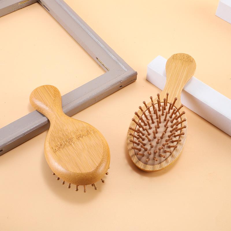 Portable Bamboo Pig Bristle Air Cushion Comb for Scalp and Meridian Massage