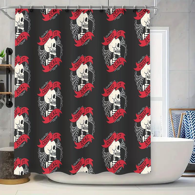 

Spooky Halloween Shower Curtain Gothic Horror Bat Skull Tapestry Van Gogh Home Decor Bathroom Set Vintage Macabre Wall Hanging W60H190(CM)-1 Pcs