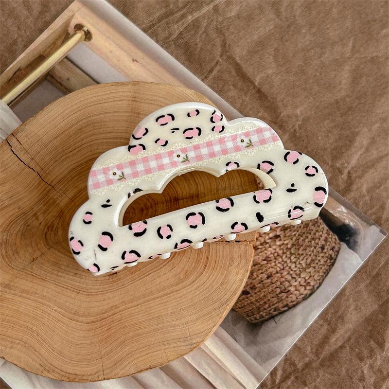 

Заколка для волос Cream Girl Floral Check: Акриловый зажим-акула