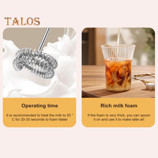 Handheld Milk Frother Wand for Coffee Electric Egg Beater Triple Speed Adjustment Rechargeable Drink Mixer for Home Baking Whisking Cream Frothing