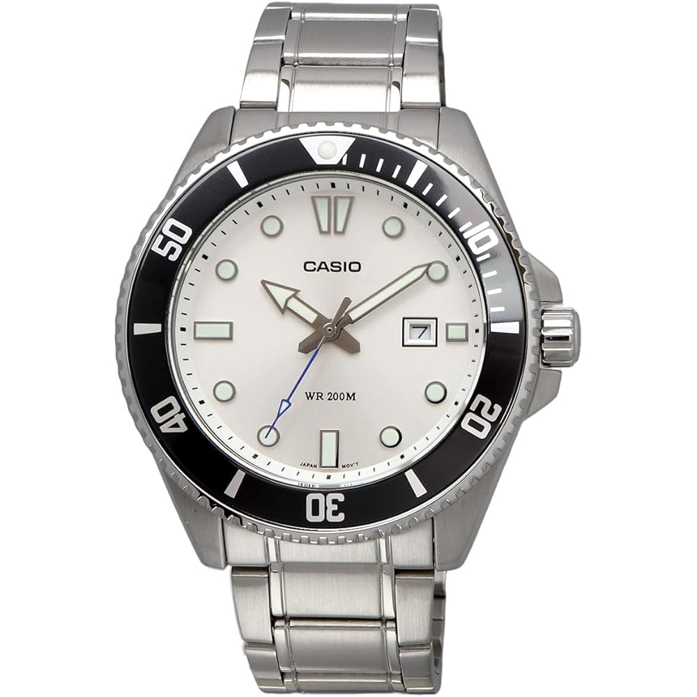 Casio Standard Analog Sports Watch 20 ATM Water Resistant Silver Dial Metal Band Men's Model