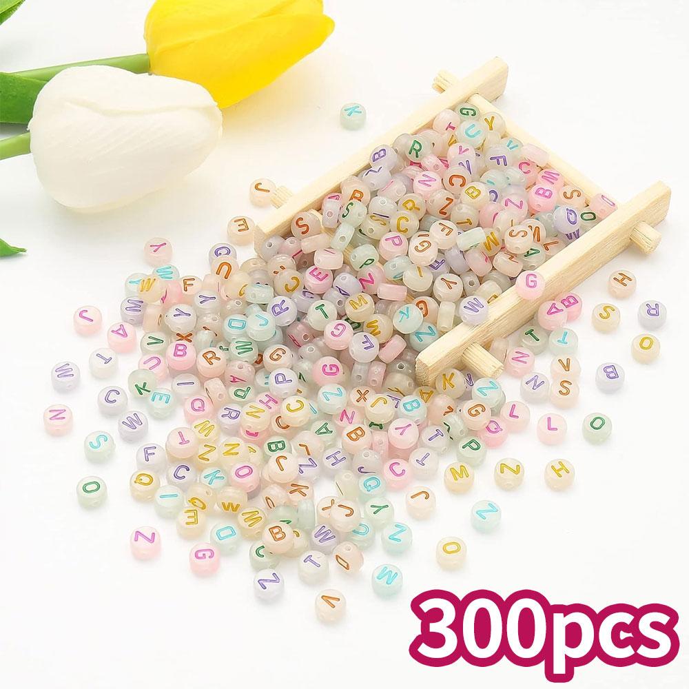 100/300/500 Letter Bead Luminous Acrylic Letter Bead Round 4X7mm Letter Bead Jewelry Discovery DIY Bracelet Necklace Craftsmanship Effect