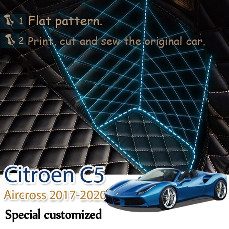 Leather Car Trunk Mat For Citroen C5 Aircross 2018- Cargo Liner Accessories Interior Boot