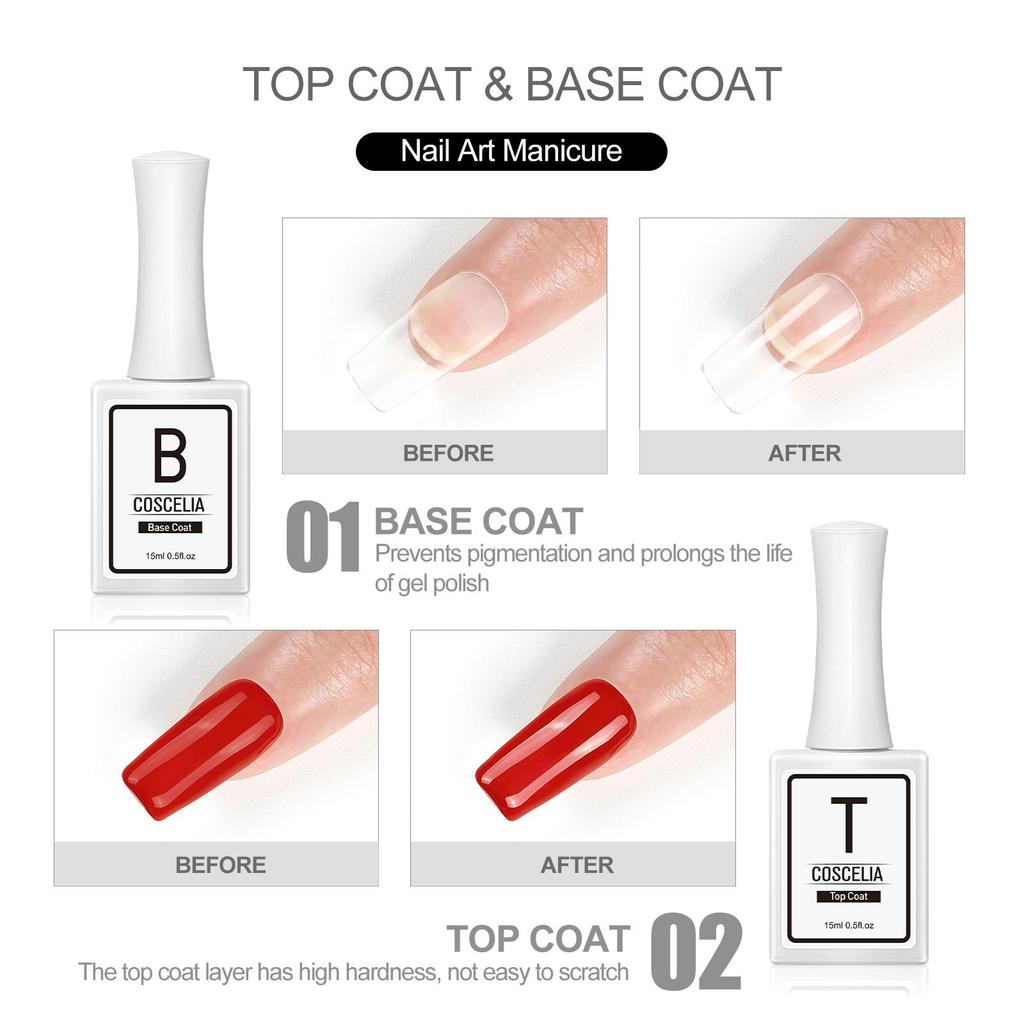 Buy COSCELIA Top & Base Coats Set With Matte Tempered Top Coat Gel