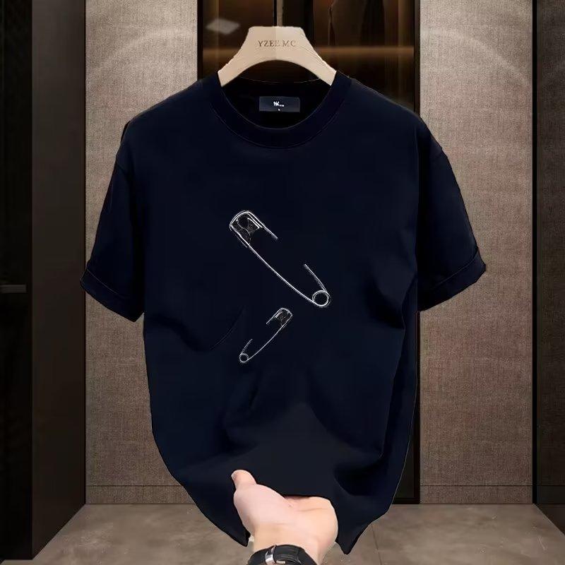 

Модная мужская одежда больших размеров Модная брендовая повседневная футболка с коротким рукавом Мужская облегающая летняя футболка с принтом Новый модный мужской топ с круглым вырезом 5XL чёрный