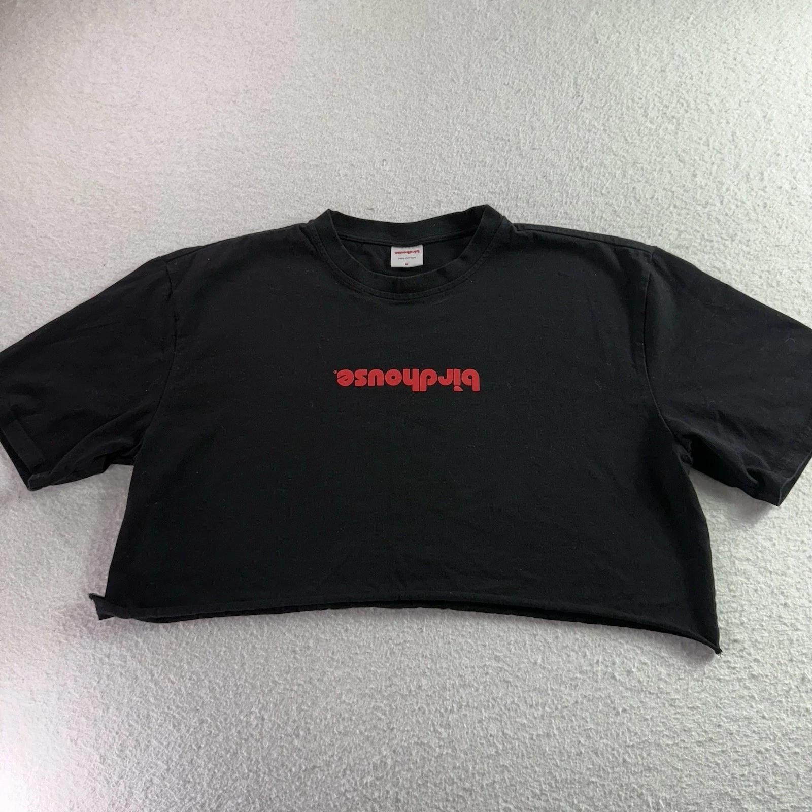 Birdhouse Tony Hawk Cropped Skate Tee Black 90s VTG Style Spellout Women’s Sz M 2XL