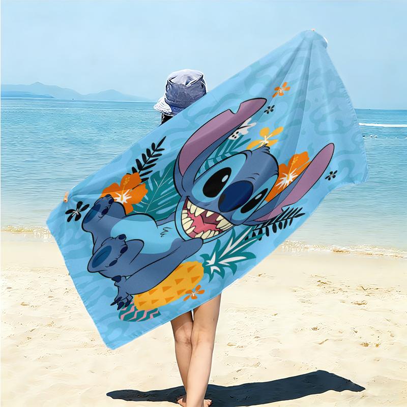 1Pc Lilo Stitch Tropical Adventure Beach Towel Microfiber Beach Towel Thin Absorbent For Beach Swimming Yoga Bath Sports 091784
