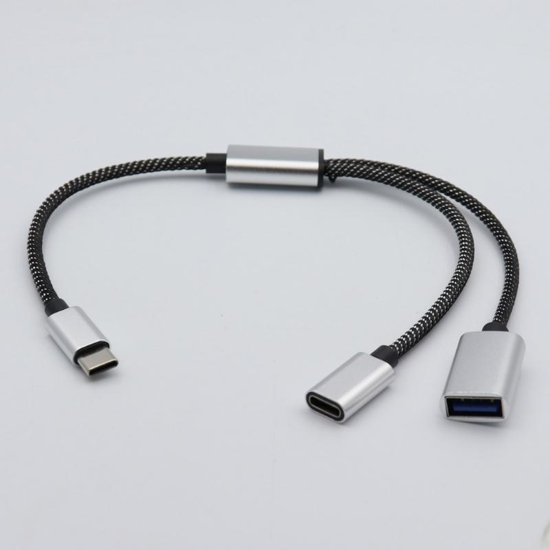 MultiDevice Connection USB C Male To 2 Female Y Splitter, 480Mbps Data Syncs And Charge Cord For Laptops,