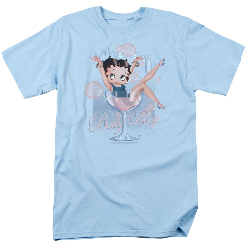 Betty Boop - Pink Champagne - Adult Unisex Short Sleeve T-Shirt - Blue 3XL